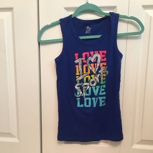 Children’s Place Blue tank- Youth XL (youth size 14) “I Love Sports”
